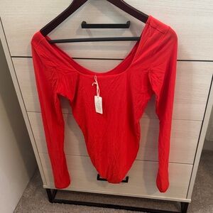 NWT Aerie Vibrant Red Long Sleeve Bodysuit